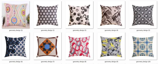 Geometrical Prnting Check Design Pillow with Linen Fabric