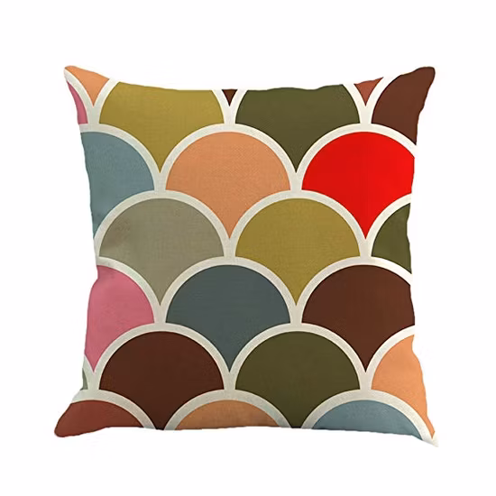 Geometrical Prnting Check Design Pillow with Linen Fabric