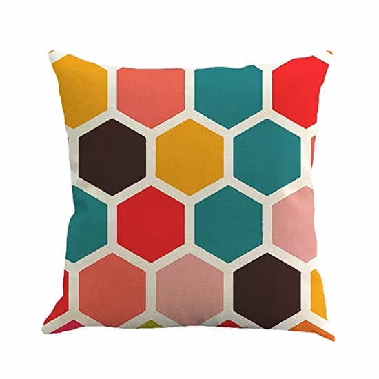 Geometrical Prnting Check Design Pillow with Linen Fabric