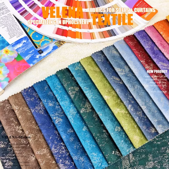 New Home Textile Fabric Holland Velvet Dyeing with Print and Foil Upholstery Furniture Sofa Curtain Fabric China Factory 4