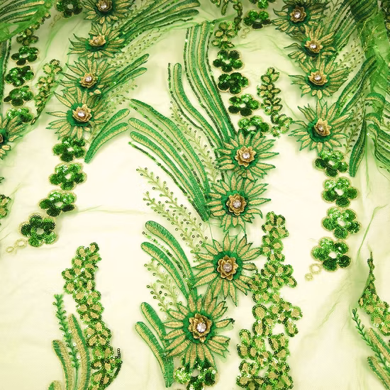 Multi-Color New Arrival Colorful Bridal Flower Petal White Wedding Floral Embroidery 3D Sequin Lace Fabric